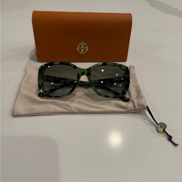 Tory Burch Green Tortoise Sunglasses - Picture 1 of 6